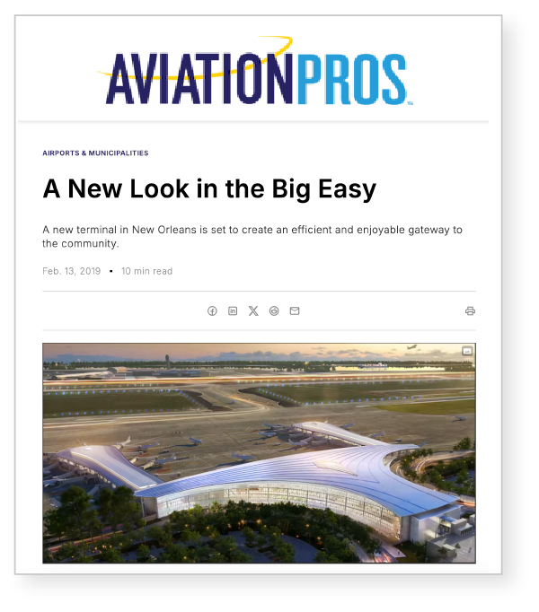 PAID MEDIA Clipping - Aviation Pros published "A New Look in the Big Easy"