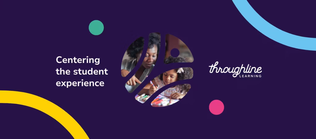 Throughline Learning digital banner displaying the logo and the verbiage "Centering the student experience"