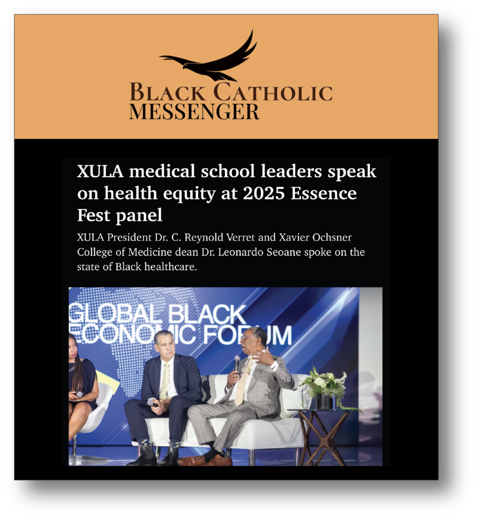 Black Catholic Messenger article, XULA medial school leaders speak on health equity at 2025 Essence Fest panel